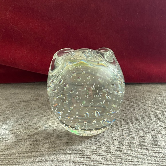 As Is Vintage Hand Blown Bulicante Art Glass Owl Paperweight - Picture 3 of 9